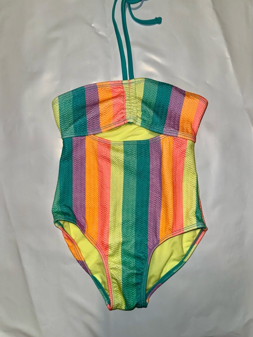 art class Rainbow Stripe One-Piece Swimsuit - Yellow, Teal, Purple, Pink, Orange
